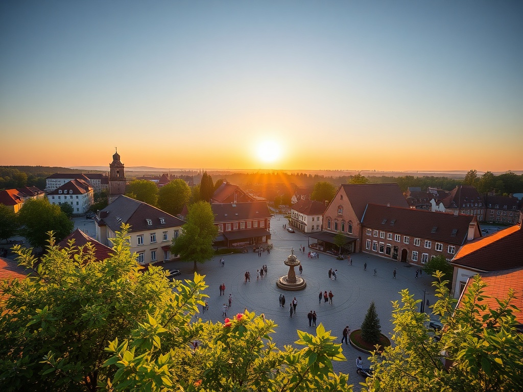 Majówka w Grybowie – widok na miasto otoczone zielonymi wzgórzami Beskidu Sądeckiego.